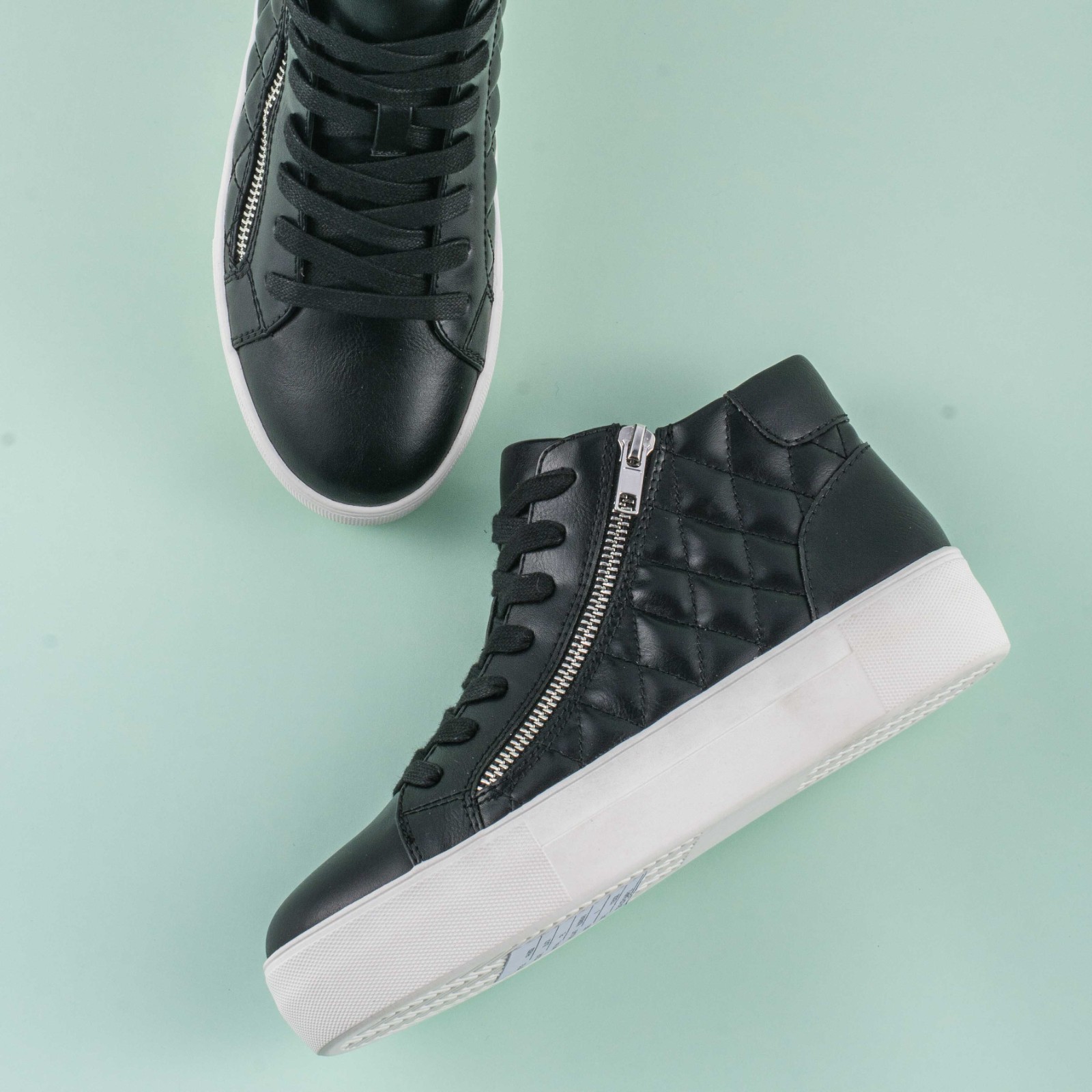 Quilted Zip Decor High Top Sneakers,All